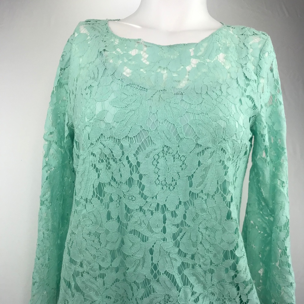 Mint Green Lace Bubble Top Alfani Petite P Damaged